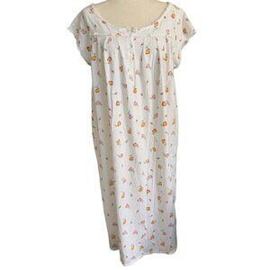 Vintage Claires Rose Cottagecore Midi Nightgown Soft 100% Cotton Floral Dainty M